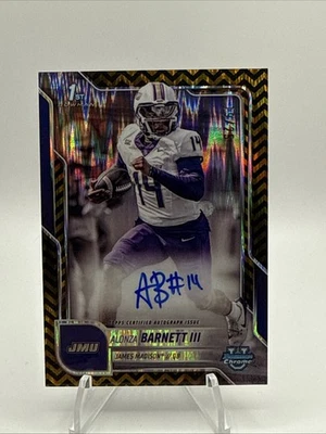 2025 Bowman U Chrome #35 ALONZA BARNETT 1st Black Gold Stealth Auto /25 SSP RC - Image 1 of 3