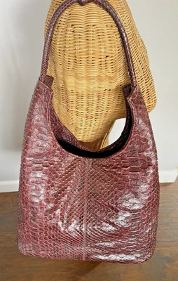 Vintage Authentic Python Snake Skin Hobo Bag Purse Artisan Handcrafted Milan Ita - Image 1 of 4
