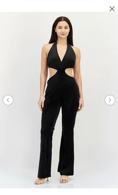 NWT Juicy Couture Black Cutout Velour Jumpsuit Size Large - Image 1 of 4