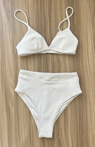 H&M White High Waisted Bikini Size 34 EU/6 UK - Picture 1 of 4