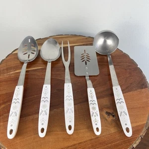 Vintage FLINT Arrowhead 5-Pc Stainless USA Harvest Wheat Serving Utensils *READ - Picture 1 of 8