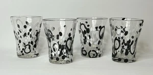 Hand Blown Highball Glasses Splash by GLOBAL AMICI Tumblers Black White Set Of 4 - Picture 1 of 8