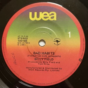 Disco de vinilo Billy Field Bad Habits 7” 45 rpm 100165 wea 1981 - Imagen 1 de 24
