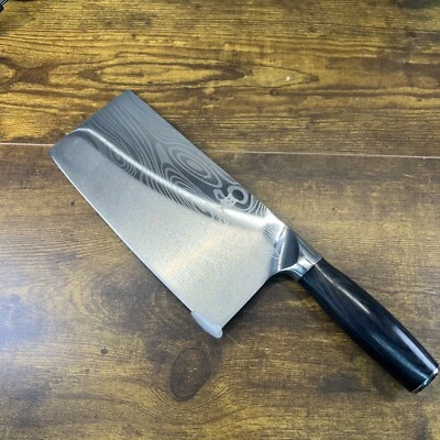 Cuchillo de cuchilla con patrón láser de oso picante Damasco 7 pulgadas para verduras y carne Foto 1 de 4