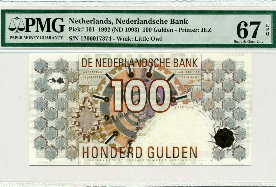 1992 Netherlands 100 Gulden PMG67 EPQ SUPERB GEM UNC <P-101> - Image 1 of 2