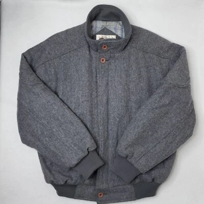 Vintage Eagle Pass Wool Coat Plaid Flannel Lined Bomber Jacket Mens L Gray 90s Foto 1 de 4