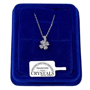 Collana Quadrifoglio Fiore Catenina pl. oro Bianco 18k con Cristalli Zirconi - Foto 1 di 5
