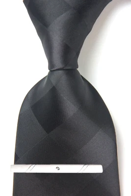 Nueva corbata clásica a cuadros negra lisa tejida jacquard 100 % seda para hombre Foto 1 de 4