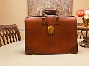 SCHLESINGER BROTHERS  Tan Heavy Leather  Briefcase / Lawyer  Bag  - Made in USA - Picture 1 of 18