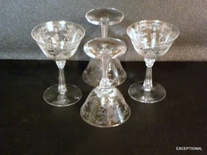 4 WONDERFULL CHAMPAGNE / TALL SHERBET ~ FOSTORIA Crystal, ROMANCE Pattern - Picture 1 of 12