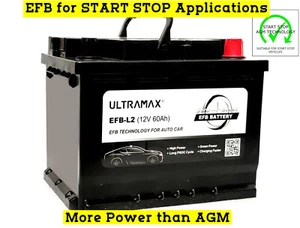 Ultramax Stop Start 12V 60Ah 640CCA EFB Battery TOYOTA AYGO 1.0 - Picture 1 of 2