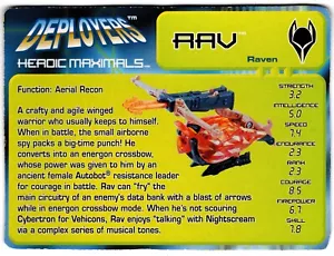 Transformers Beast Machines Deployers RAV Tech Specs Stats Card 2000 Hasbro - Picture 1 of 1
