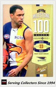2014 AFL Champions Milestone Holofoil Card MG83 Josh Hill (West Coast)
