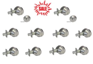  Brushed Nickel Deadbolt Single Cylinder Door Locks Satin Nickel Knobs Same keys - Picture 1 of 6