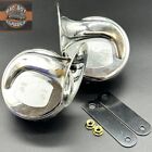 12V Twin Polished Chrome Snail Horns High  Low Tone Ideal For Classic Ford