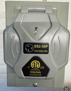 Vemote 50 Amp Generator Power Inlet Box, SS2-50P 125/250Volt 12500 Watts PB50 - Picture 1 of 13