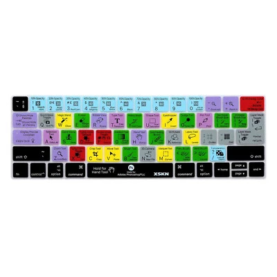 XSKN Photoshop Shortcuts Keyboard Cover Skin for Macbook Pro 13.3/15.4 Touch Bar - Image 1 of 4