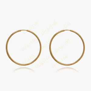 Solid 18K Yellow Gold Filled Nickel/Lead-Free 30mm Medium Endless Hoop Earrings - Picture 1 of 2