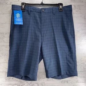 PANTALONES CORTOS DE GOLF HAGGER PARA HOMBRE COOL 18 PRO AZUL MARINO A CUADROS ELÁSTICOS PROTECCIÓN UV 34 - Imagen 1 de 7