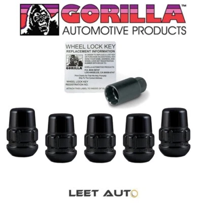 (5) Gorilla Wheel Locks, Honda Acura Ball Seat, Black, 12mm x 1.50, 38431XLBCB5 - Image 1 of 4