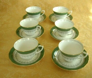 6 Sets Royal Worcester Regency Blue White Bone China Cups and Saucers - Picture 1 of 12