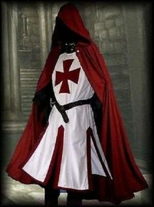Medieval Knight Costume Templar Tunic & Cloak Men Cosplay Renaissance Dress LARP - Picture 1 of 8