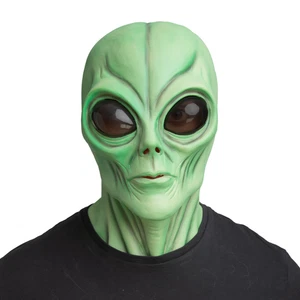 Full Head Alien Latex Mask Green Space UFO Aliens Fancy Dress Mens Ladies - Picture 1 of 2