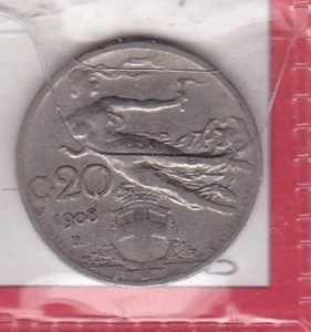 A595: Moneta Coin Vittorio Emanuele III - 20 Centesimi 1908 Libertà - Picture 1 of 1