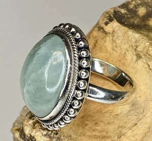 Anillo de cóctel vintage de plata de ley 925 grande ovalado aventurina talla 6 - Imagen 1 de 17