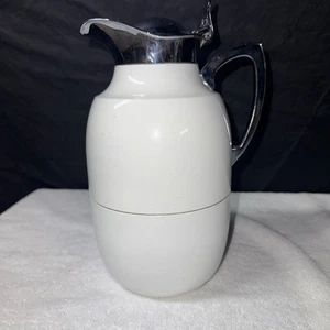 Vintage Alfi Thermokaraffe weiß chrom 1L Glaseinsatz - Made in Germany sauber - Bild 1 von 10