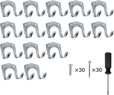 Paquete de 15 ganchos para colgar herramientas, ganchos para cobertizo de garaje de montaje en pared plateados pesados  Foto 1 de 4