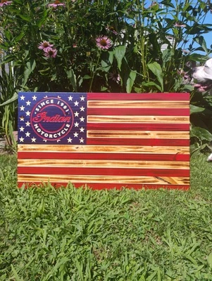 Bandera grande de madera ondulada para motocicleta india calidad artesanía 19x37 Foto 1 de 3