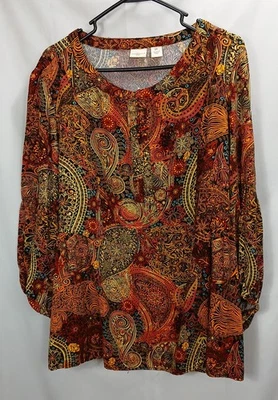 Blusa Westbound Mujer 2X/Manga 3/4/Otoño/Negro Naranja Beige Cachemira/Cómoda Foto 1 de 4