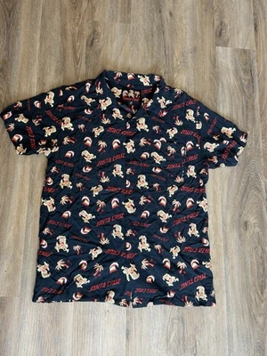 Santa Cruz Screaming Hand Beach Bum Rayon Men's Size Medium Button Up Shirt - Image 1 of 4