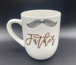 “Father” Handlebar Black Mustache Coffee Mug Cup White 10 Oz. EUC Mainstays - Picture 1 of 6