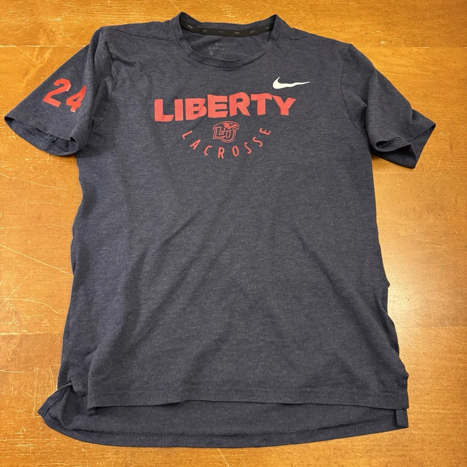 Camisa Liberty Flames Para Hombres Mediana Azul Lacrosse Equipo Emitida Dri Fit Nike Foto 1 de 4