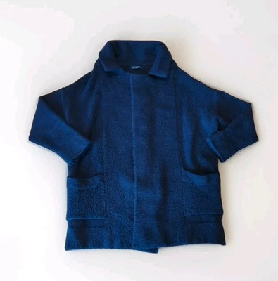 Brandy Melville Kennedy Coat Cardigan Blue Open Wool Blend Italy Heavy - Image 1 of 4