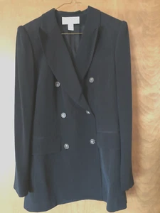 Jones New York Charcoal Black Ladies 100% Brushed Silk Blazer Jacket Size 6 - Picture 1 of 17