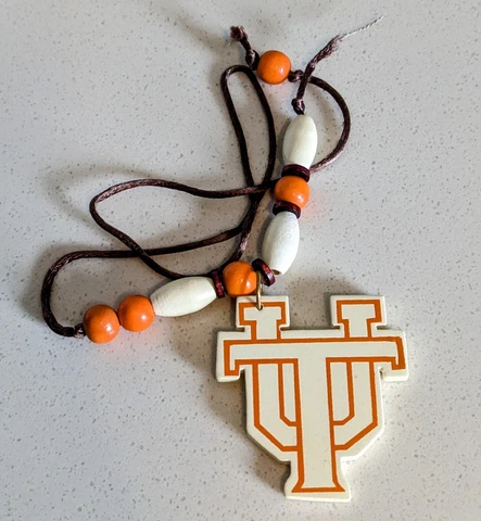 Vintage Texas Longhorns Bracelet Necklace Wood Bead Austin Hippie Boho Sorority Cover