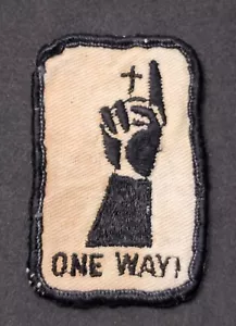 VTG One Way JESUS Hand Finger Embroidered Patch (EARLY CHEESECLOTH BACK 70'S) - Picture 1 of 2