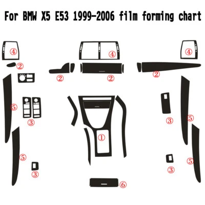 For BMW X5 E53 1999-2006 5D Carbon Fiber Pattern Interior DIY Trim Decals Foto 1 de 4