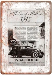 Vintage 1934 Nash Automobile Ad Retro Look Reproduction Metal Sign A3591 - Picture 1 of 2