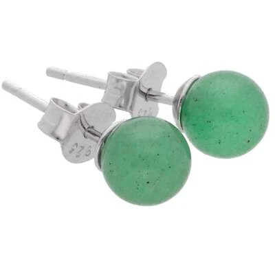 Aventurin, grün Ohrstecker 6 mm Kugel Edelstein Ohrringe 925er Silber | Schmuck - Bild 1 von 4