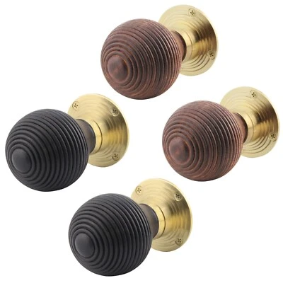 Beehive Door Knobs, Internal Latch, Bathroom & Key Sets - Ebony / Rosewood - Image 1 of 4
