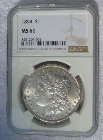 1894 P 1894P 1894-P Morgan $1 NGC Certified MS61 MS Graded Silver Dollar Coin Cover