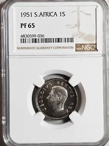 South Africa 1 Shilling 1951 NGC PF 65 - Picture 1 of 2
