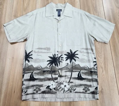 Camisa con botones Crazy Horse para hombre talla pequeña, 100 % rayón, manga corta, tropical  Foto 1 de 4