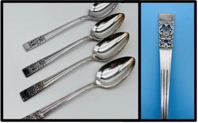 Lote de 4 cucharaditas perforadas ONEIDA SILVER Community Silverplate CORONATION 6-1/8" Foto 1 de 4