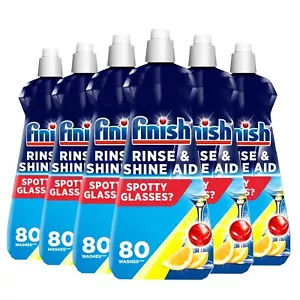 6 x Finish Dishwasher Rinse Aid Shine Lemon 400ml Drier Glasses Spot Prevention - Picture 1 of 4