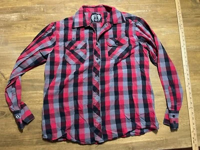 Eighty Eight Shirt, Men's Size XXL, Black Red Gray, Plaid, Button Up Long Sleeve - Image 1 of 4